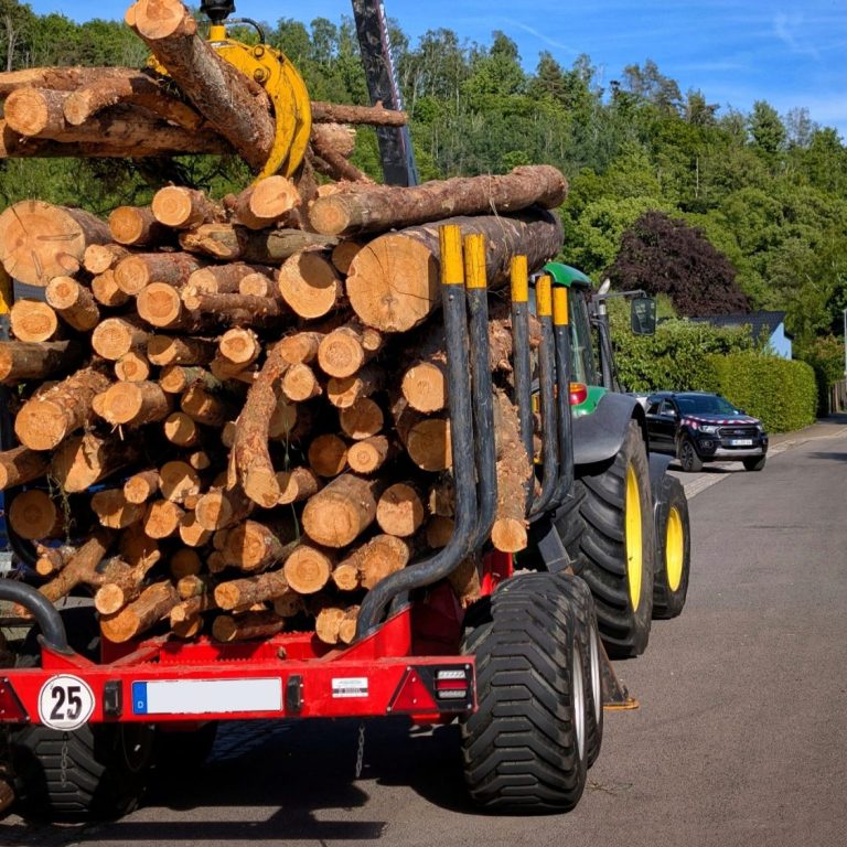 Stammholzlieferung mittels Rückewagen zum Lagerplatz für Hackschnitzel
